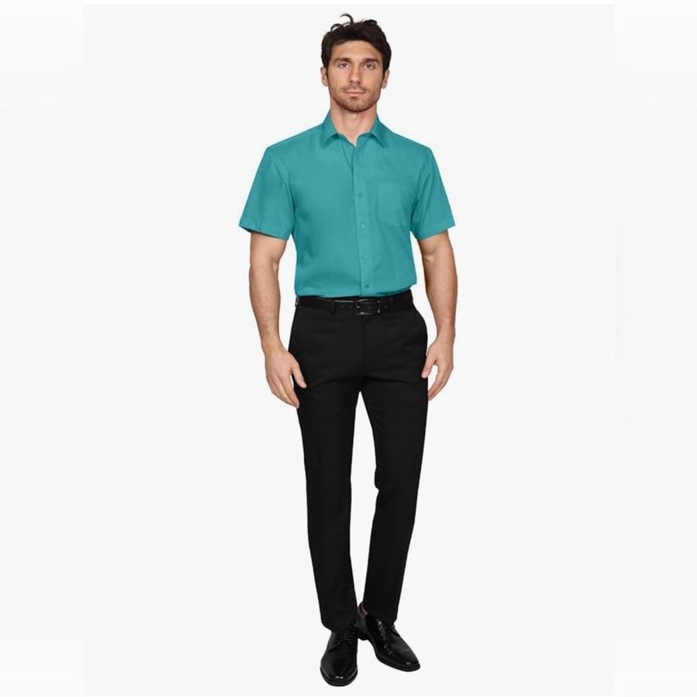 NWT-5XL Classic Teal 
Button down pocket Short Sleeve Shirt
